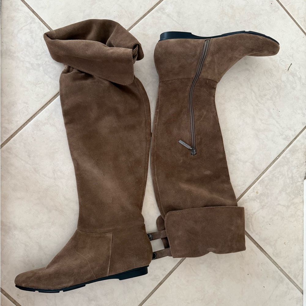 Calvin Klein Brown Suede Over-the-Knee Boots